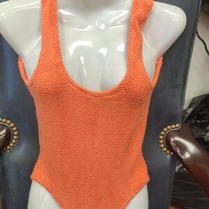 Orange Textured One-Piece Swimsuit
